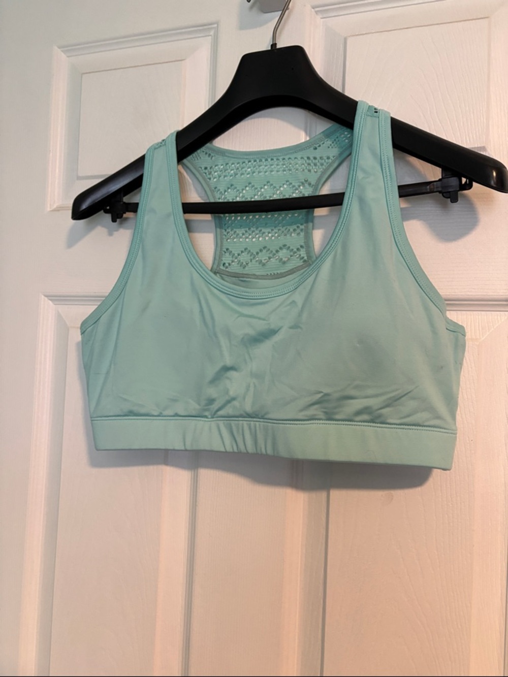 ZYIA Mint Green Racerback Sports Bra with Lace Back Panel